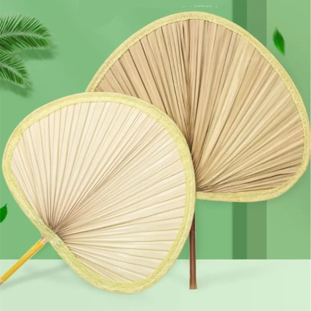 Portable Lightweight Handmade Hand Fan Manual Natural Palm-Leaf Fan Decoration Summer Cooling Accessories
