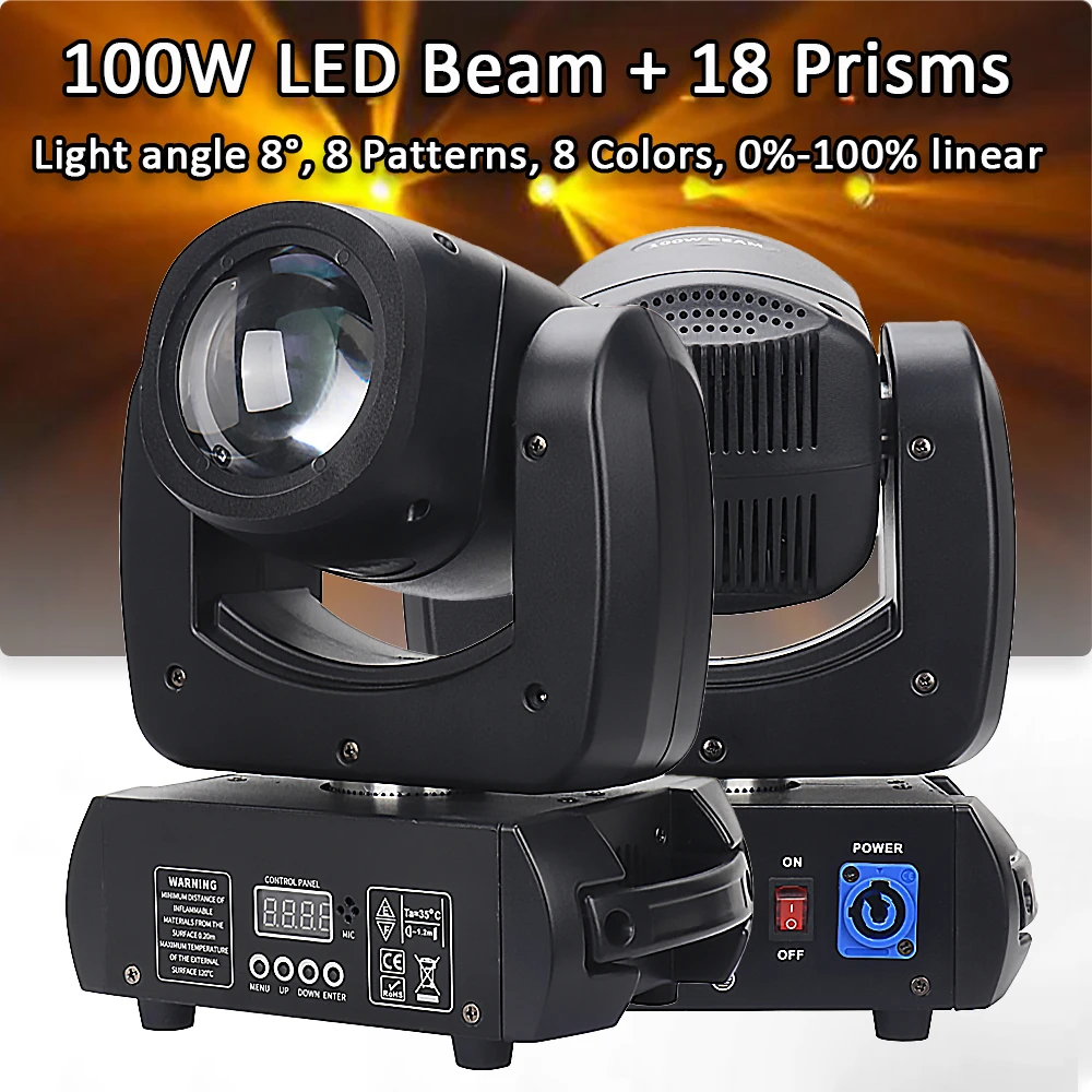 Équipements d'éclairage DJ 100W 18 prismes Led lumière principale mobile Mini petit faisceau Spot pour Disco KTV scène boîte de nuit fête