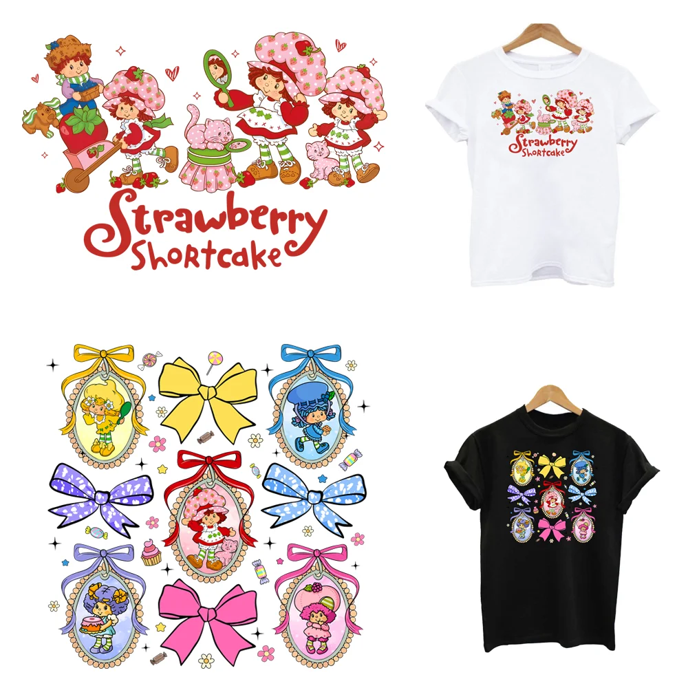 Erdbeere Shortcake Eisen auf Patches Bügelanwendungen für Kleidung Wärme Thermotransfer T-Shirt Aufkleber Zubehör individuell