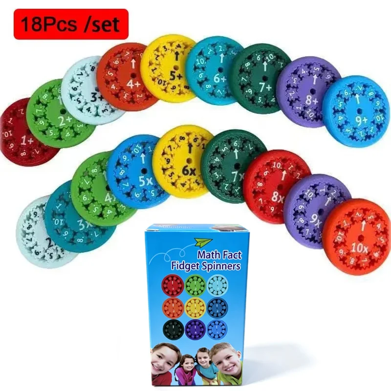 Math Fidget Spinners Educational Toy Set for Kids - Fun Fingertip Games for Learning Addition, Subtraction, Multiplication & Division