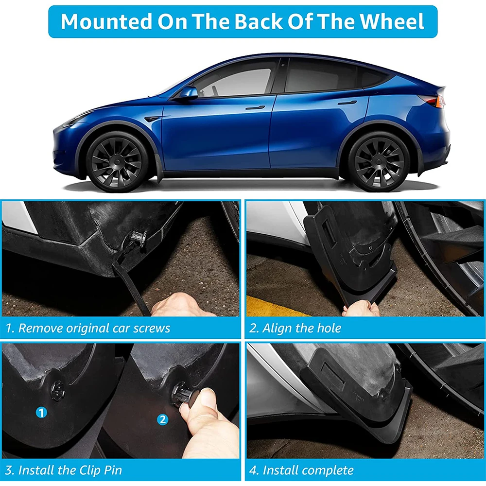 Spigen WeatherBloc Mud Flaps (Carbon Edition) All-in-One Designed For Tesla Model Y 2023, Mud - Foto 8