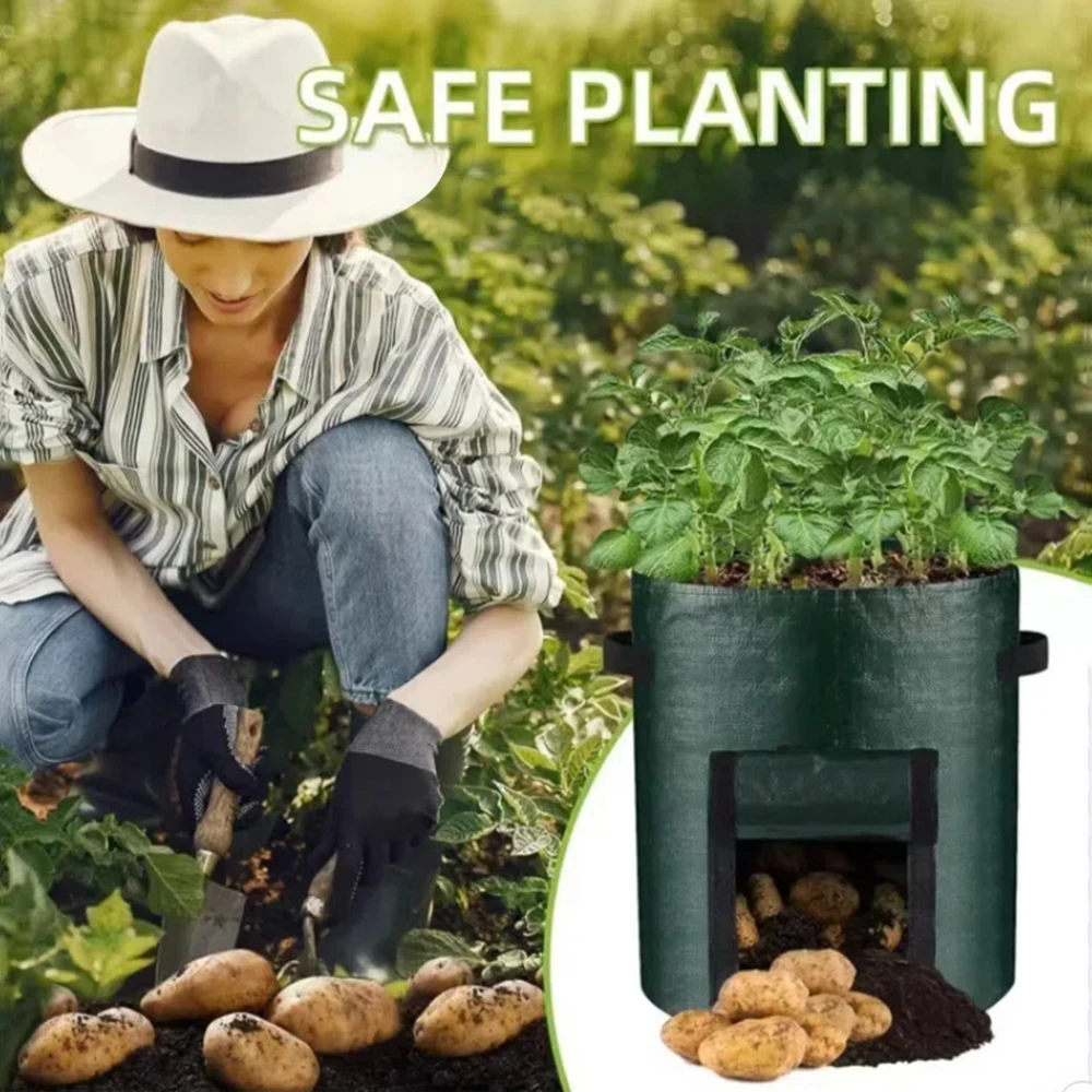 Potato Planting Bags Round Breathable Plant Horticultural Seedling Bags Vegetable Planting Buckets 1PC planting bags