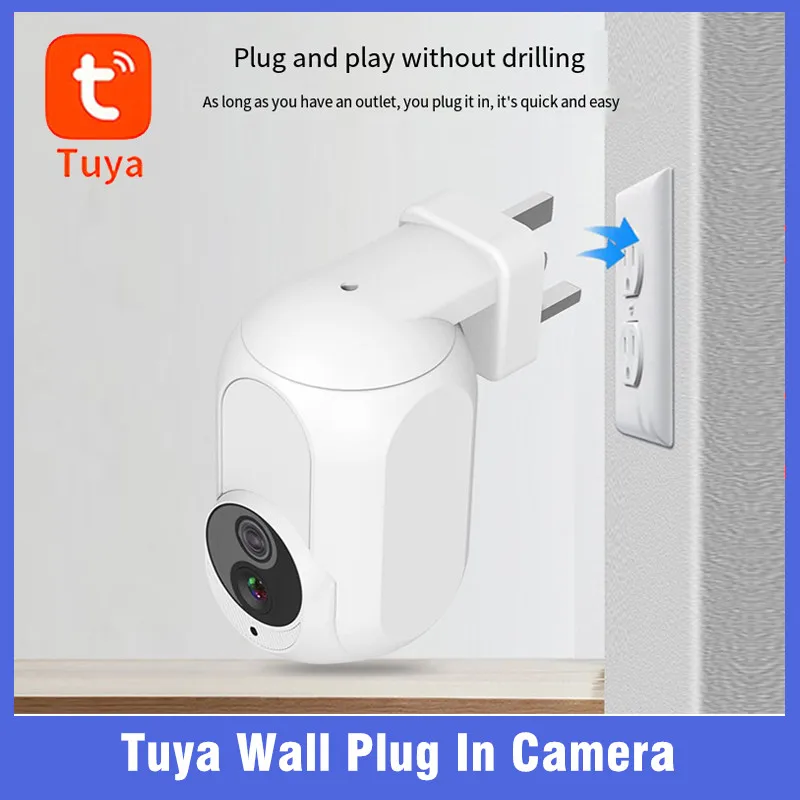 Tuya Wall Plug In Camera Wifi 360 ° 1080P Mini Sorveglianza Protezione Di Sicurezza Domestica Visione Notturna Lampada A Led Luce Telecamere Ip