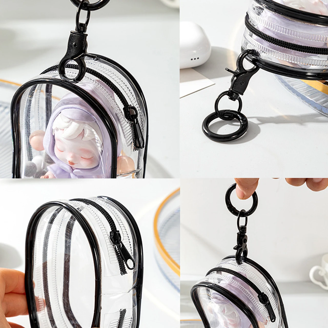 Tansparent Protect Case For Labubu Plush Doll  Dustproof PVC Storage Bag for Popmart Bubble Toys Box