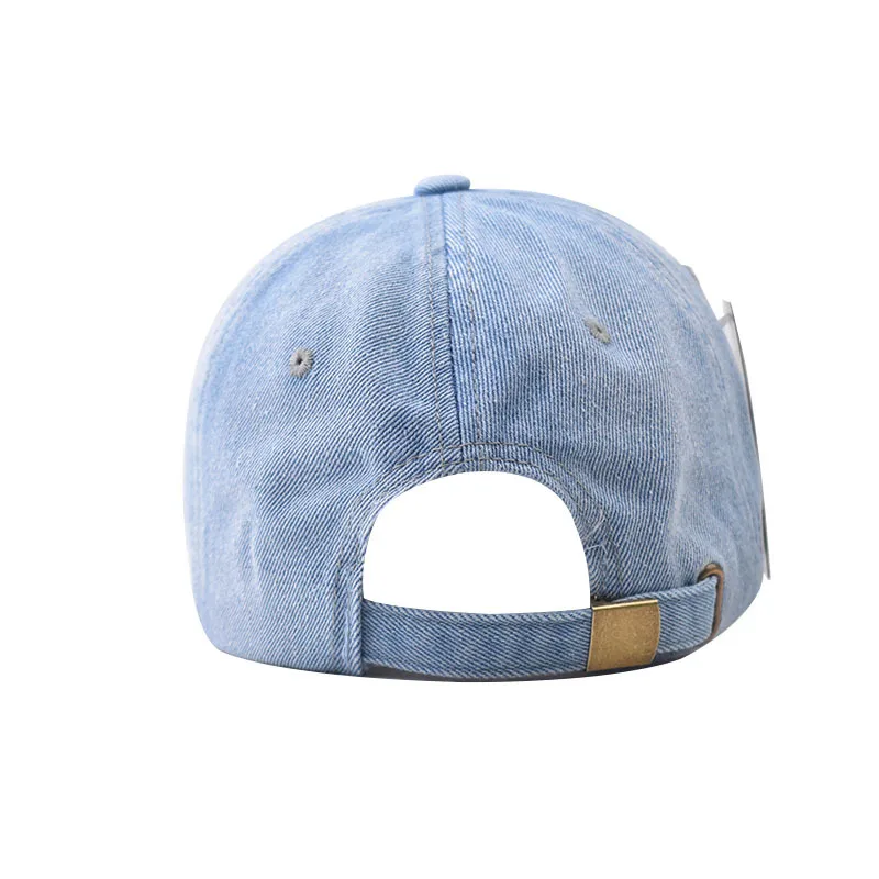 Couples baseball cap Korean version Sun hat Hole Spring Autumn Wash denim Woman's hat Hip Hop Fitted