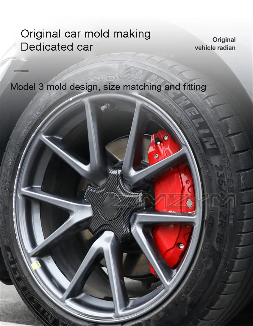 For 2017-2023 Tesla Model 3 Brake Caliper Cover (4-Piece Set) Modification With Special Aluminum Alloy Wheel Hub Caliper Cover