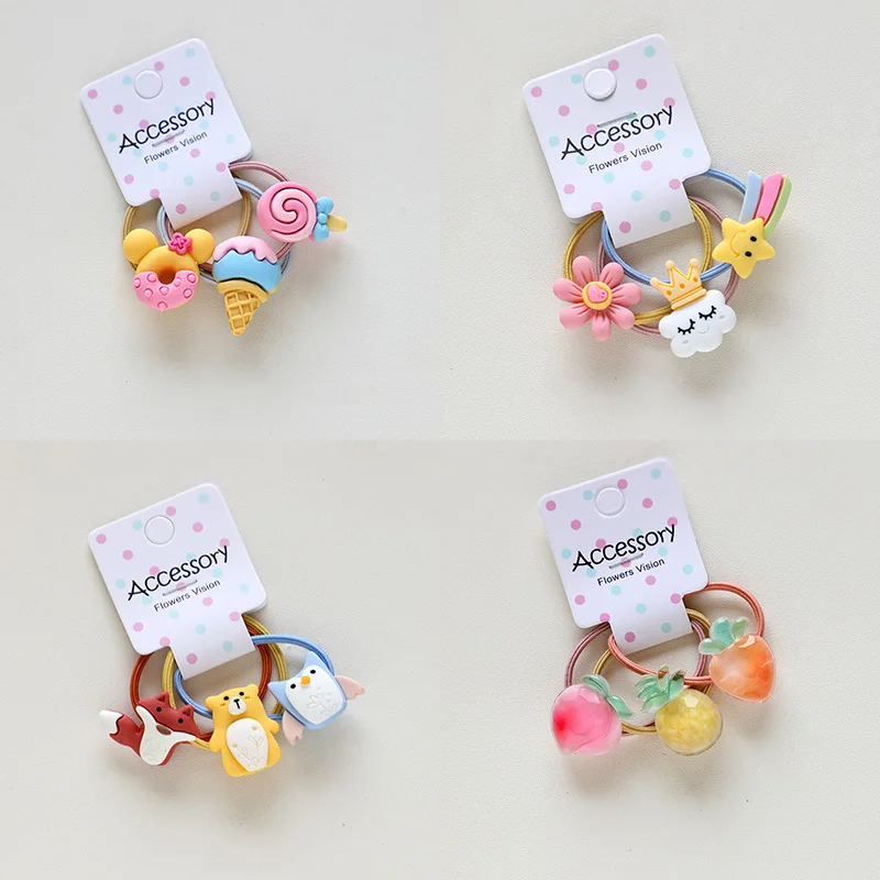 

3PCS New Cute Cartoon Clouds Rainbows Princess Headwear Kids Elastic Hair Bands Children Tie Girls Accessories Baby Headdress