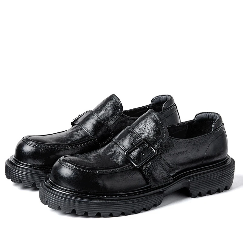 

Мужские Винтажные деловые лоферы из натуральной кожи, роскошные брендовые качественные дизайнерские туфли ручной работы на платформе с пряжкой, мужская деловая обувь