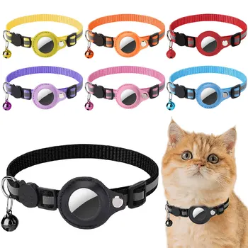 For Apple AirTag Pet Collar Reflective Kitten Collar Safety Buckle GPS Tracker Holder Adjustable for Cat Kitten 1
