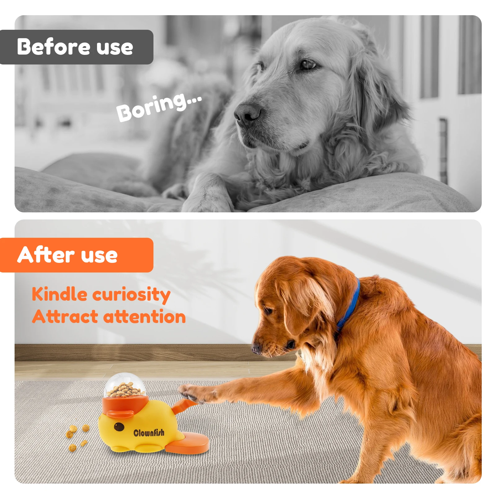 1/2Pcs Pet Puzzle Feeder Cat Dog Interactive Slow Feeder with 3 Food Outlet Cover Cute Whale/Clownfish/Duck Shape Pet Food Toy