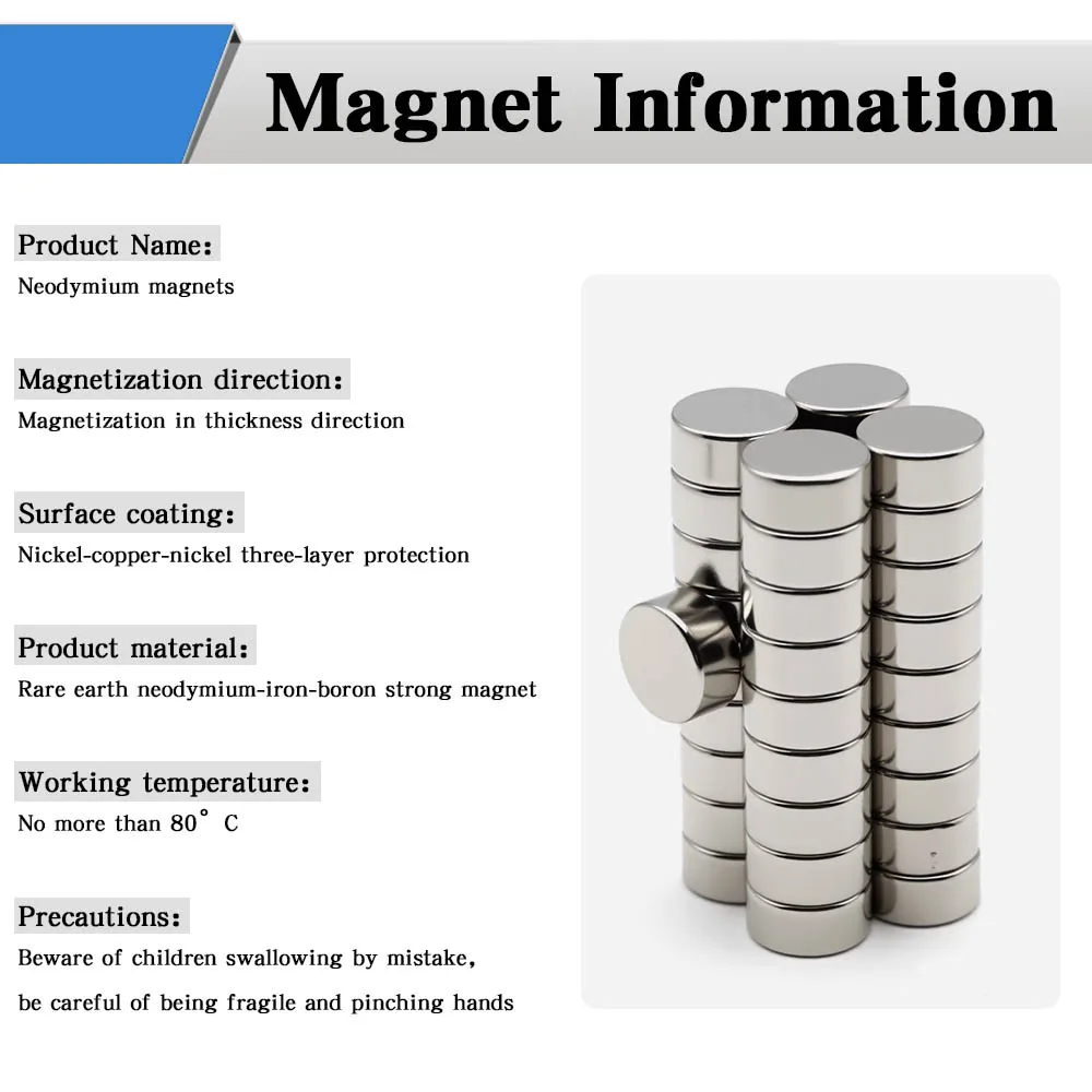 10 x 5 mm superstarker runder Magnet Neodym-Magnet NdfeB N35, starker Permanentmagnet imanes Kühlschrankmagnet – Detail 2