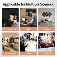12PCS Self-Adhesive Soundproofผนังแผงอะคูสติกโฟมกระเบื้องลดเสียงรบกวนHome Studioห้องนอนSound Deadening Stick 4