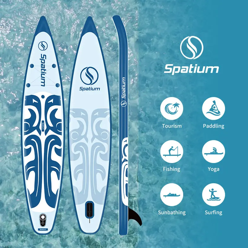 

Spatium Inflatable Stand Up Paddleboard SUP Board Thick Surfboard Surf Set with Surf Fin Coiled Leash Inflator Pump Carry Bag
