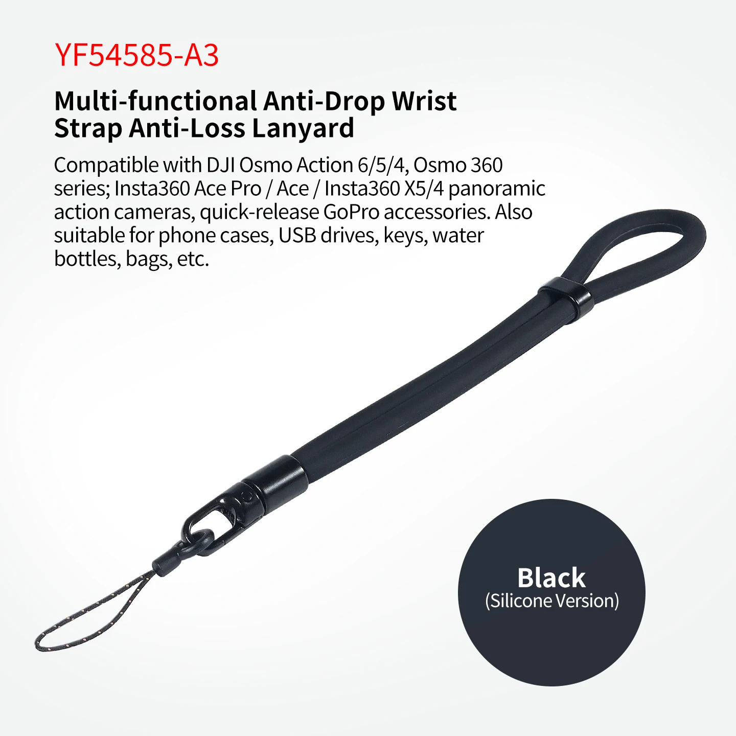 Silikon-Lanyard, Handschlaufe, Kamera, zum Aufhängen, Anti-Verlust, für GoPro Hero 13 DJI ACTION 6 Pocket3 Insta360 X5 Smartphone-Zubehör – Detail 16