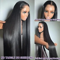 Perruque Lace Front HD Transparente Bling Hair, Cheveux Humains Raides Pré-Pluckés, Brésiliens Remy, 13x4 et 13x6, pour Femmes 2