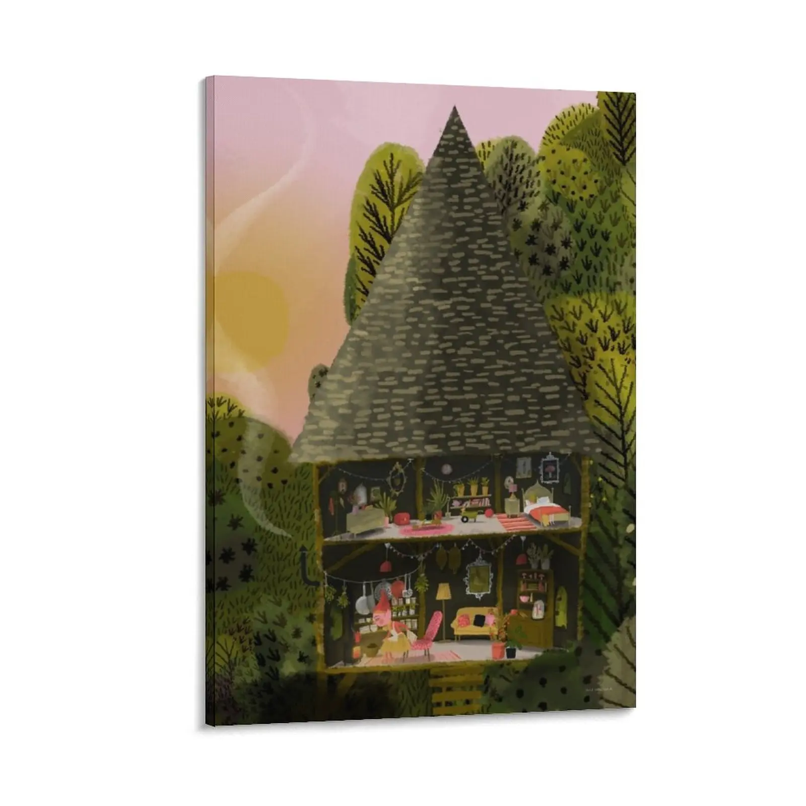 

Gnome House Canvas Painting poster aesthetic room decor ornaments for home Decorative picture