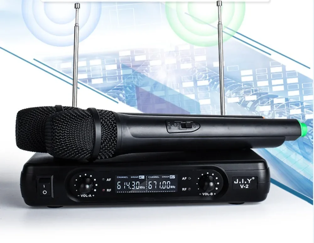 1 Pair Handheld Wireless Microphone Home Singing Karaoke Machine Player V2+