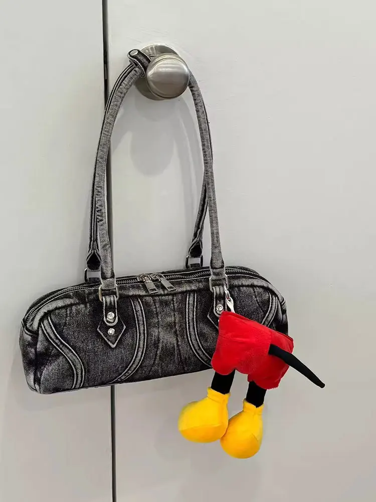 Casual Travel Bag For Women Designer Jeans Bag Large Capacity Denim Shoulder Bag Leisure Pillow Handbag Lady Brand Boston