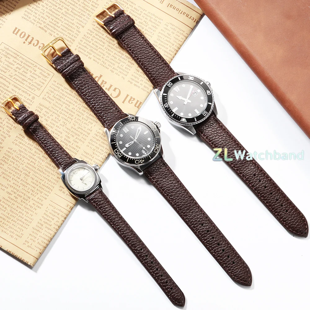 Elegant Women's Leather Watch Band with Metal Buckle – Slim Design in Gold and Silver