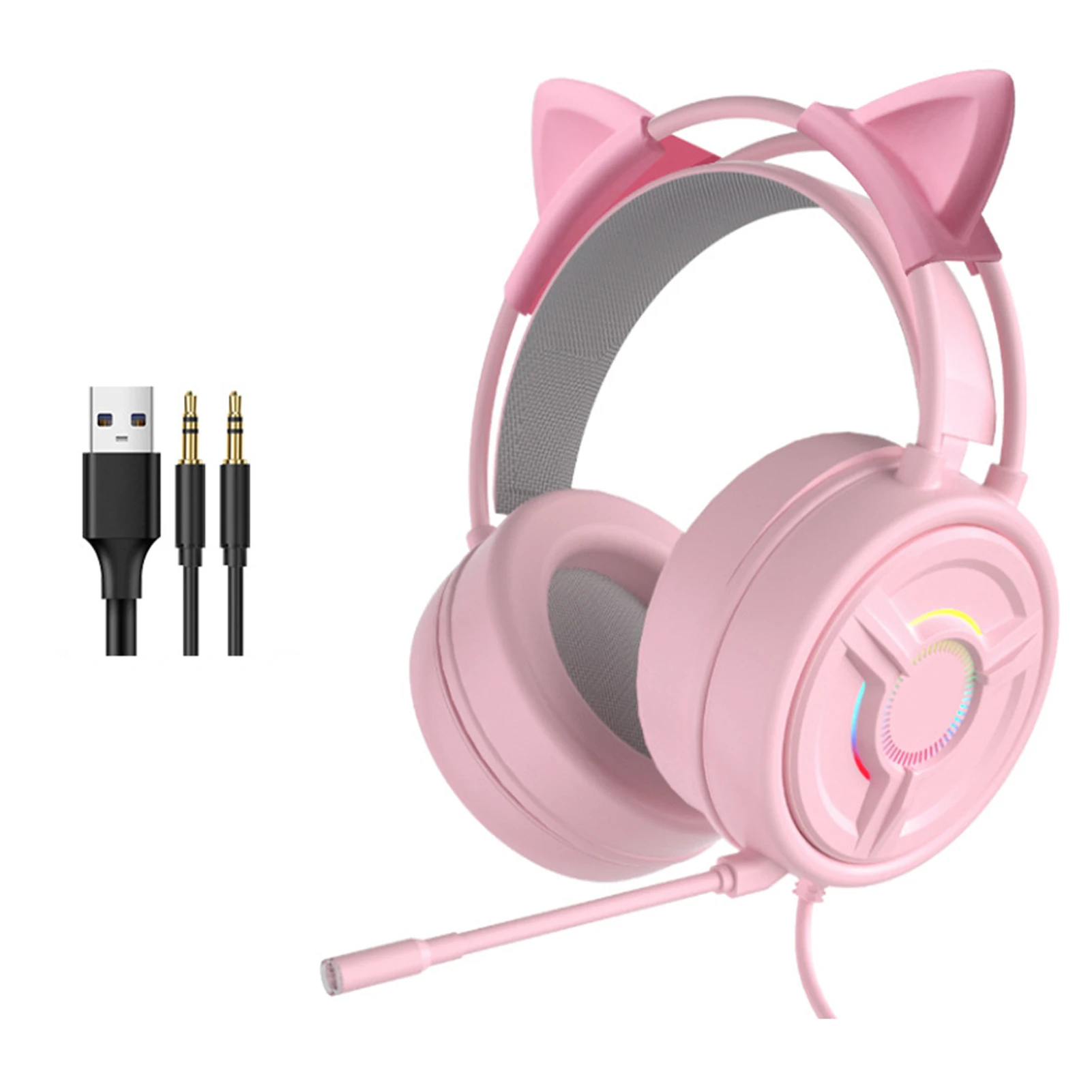 

Проводная USB-гарнитура с микрофоном и наушниками «кошачьи уши»