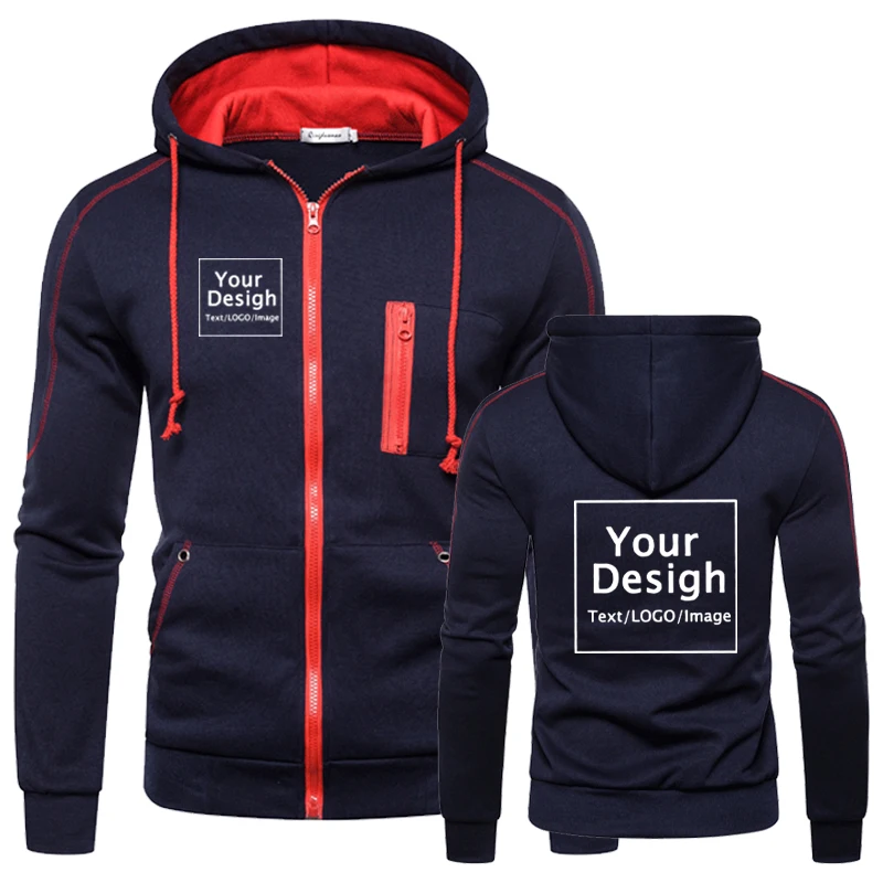 Fashion Personalized Hoodies Men Casual Custom Logo Zipper Jacket Fleece Warm Sweatshirts High Quality Hip Hop Coat Sudaderas 3