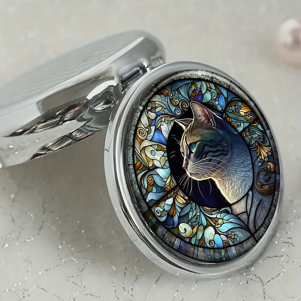 Charming Cat Theme Pill Storage Box-Portable 3-grid medicine box,suitable for travel and wallet carrying,with spiritual design