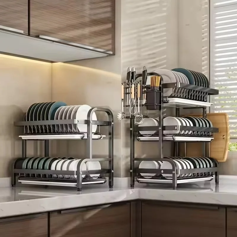 Tableware storage rack Dish Drying Rack Kitchen Dish Storage Rust-Proof Large Capacity Bowl And Chopstick Storage Box Rack 4