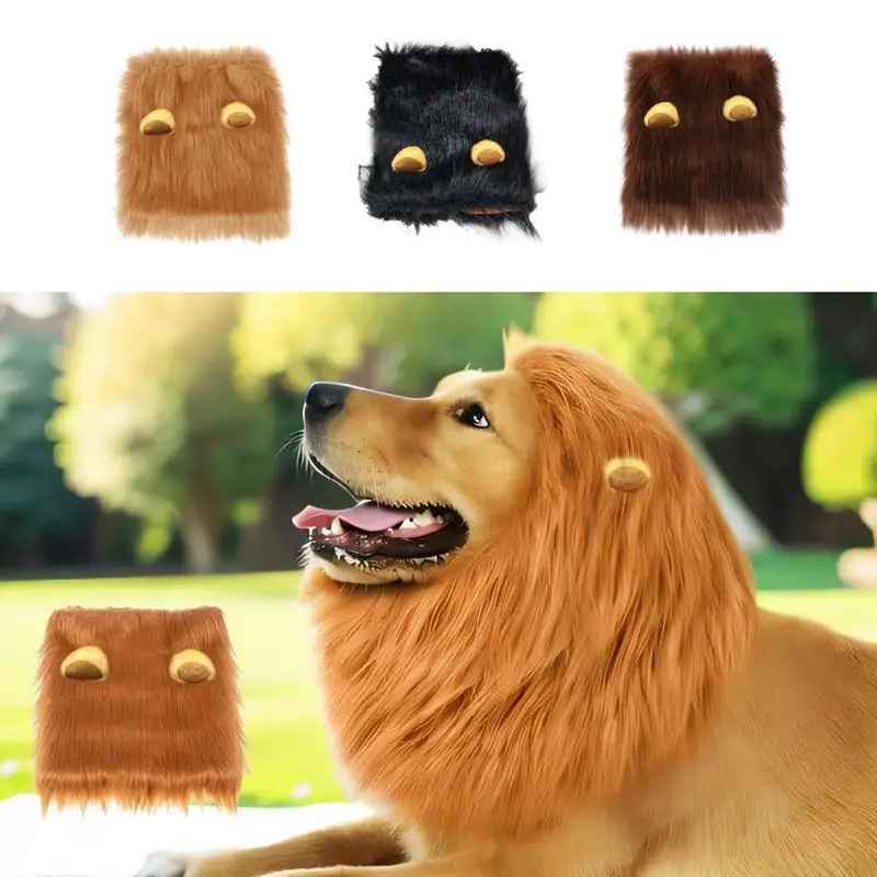 

Funny Pet Hat Lion Mane Hair Washable lion Wig Hair Dog Cat Cosplay Dress Up Outfit Party Decor Halloween Christmas Pet Supplies