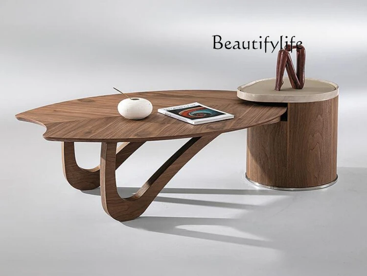 

Special-Shaped Black Walnut Wooden Tea Table Small Apartment Living Room Modern High-Grade Sense Silent Style Creative Tea Table