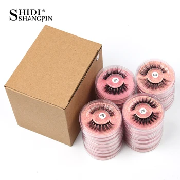 Wholesale 4/20/50/100 Pairs Faux Mink Eyelashes Handmade Natural False Eyelashes Makeup Cross Mess Eye 3D Curly Mink Lashes