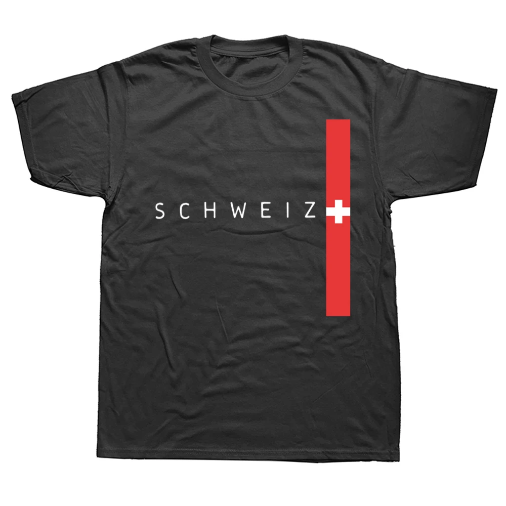Lustiges T-Shirt mit Schweizer Flagge und Grafik, für Herren und Damen, modisch, lässig, übergroß, 100 % Baumwolle, kurzärmelig