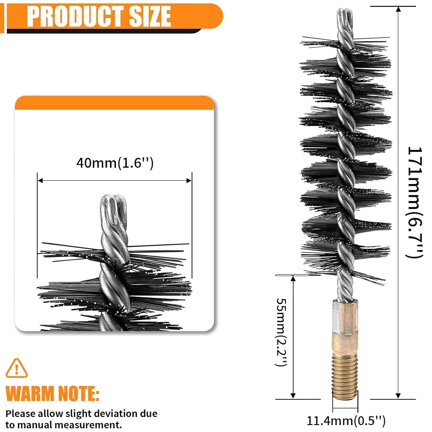 Premium Stainless Steel Wire Cleaning Brush with M12 Thread - Ideal for Polishing Pipes and Cylindrical Surfaces