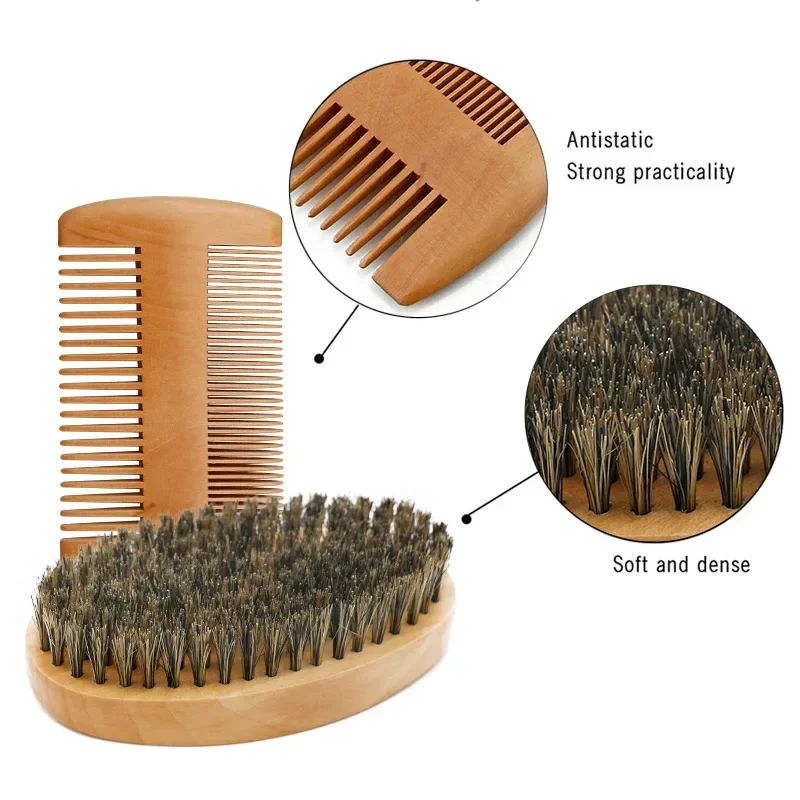 Men's Shaving Brush Set Boar Bristle Portable Barber Natural Beard Brush for Facial Cleaning Styling Tool Wholesale 4