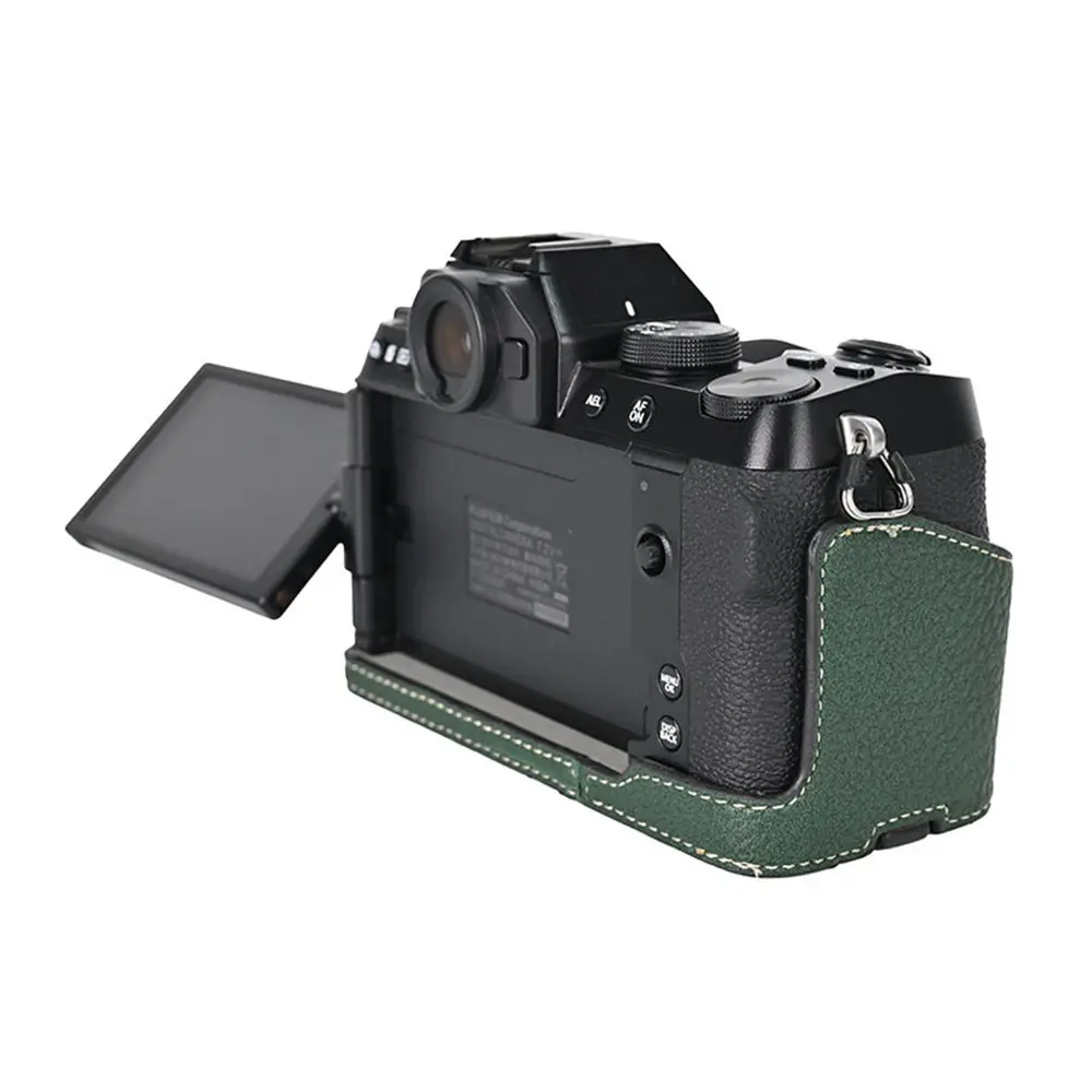Litchi Skin PU Leather Half Case for Fujifilm Fuji XT50 XS10 XS20 XT30 XT30II XT20 XT10 XT5 XM5 Battery Opening Cover With Strap