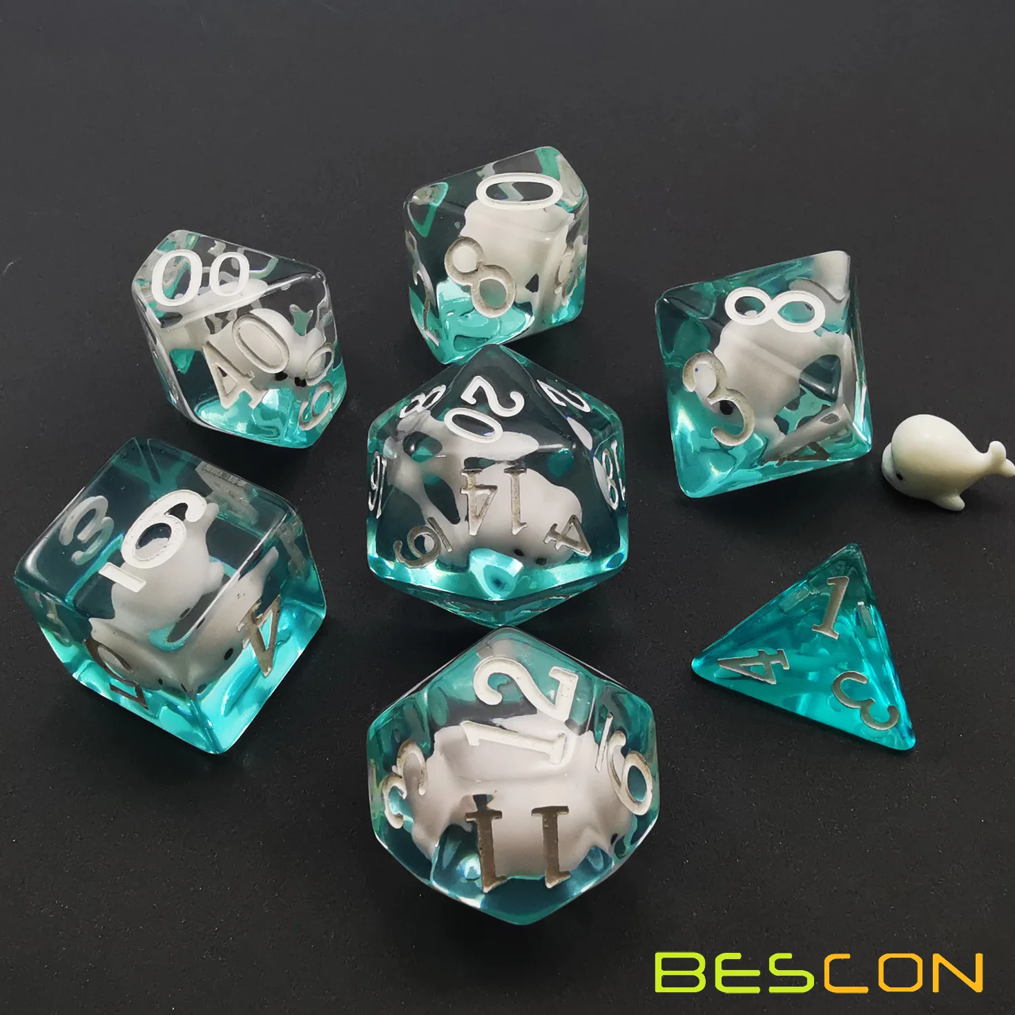 Bescon Oversized DND Animal Dice Set of Dolphin, Giant 7pcs Dolphin Polyhedral D&D Dice Set, Big Sized Dungeons and Dragons Dice 4