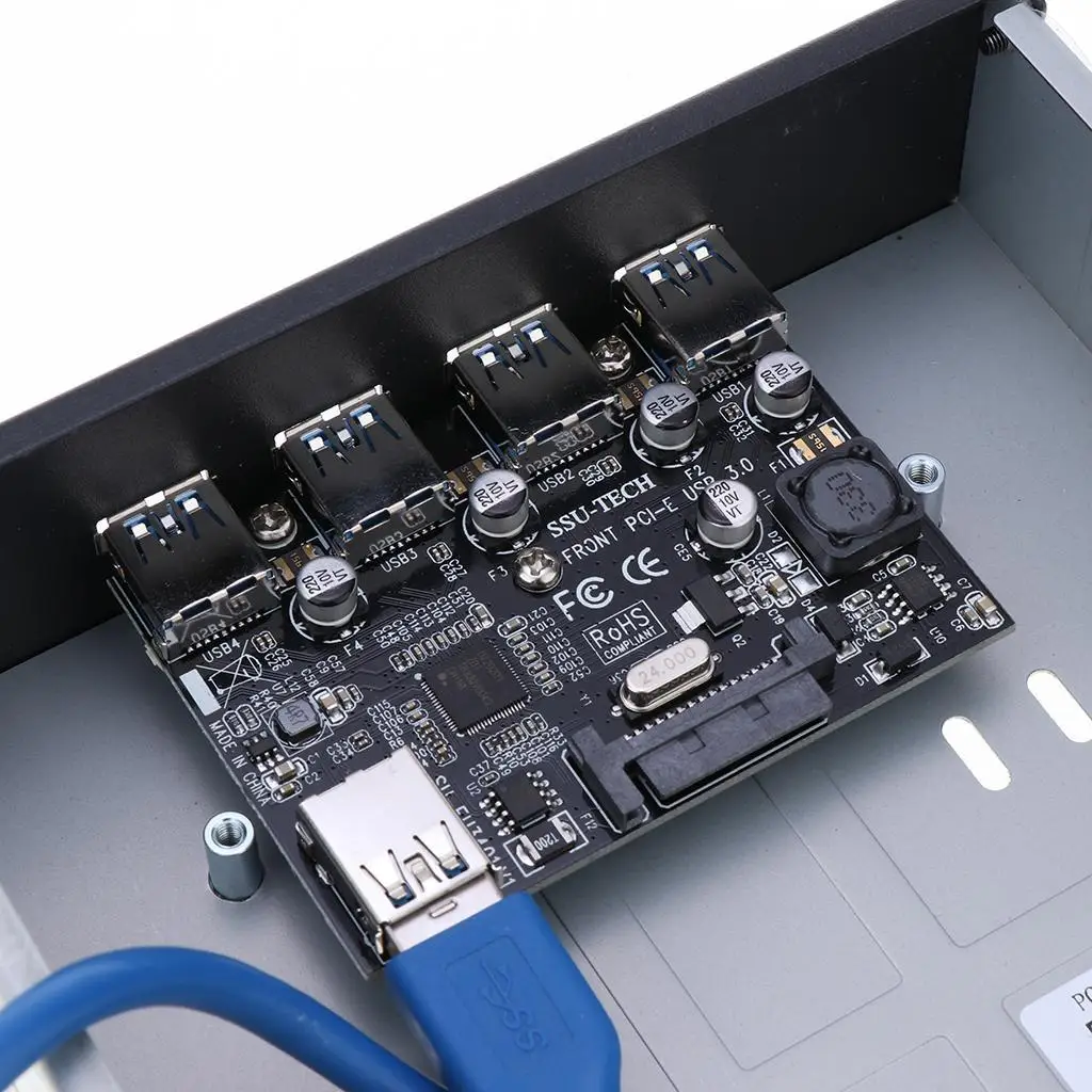 USB 3.0 PCI Express Expansion Card 4 Port Riser Adapter with Power Connector for Industrial PC