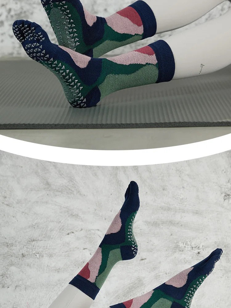 New Women Pilates Socks Professional Five Fingers Dance Sports Socks Fashion Printing Non-slip Silicone Grip Fitness Yoga Socks 35 undefined