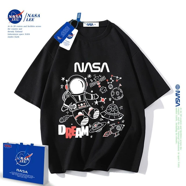 Camiseta de manga con estampado de dibujos animados de la NASA, Simple, combina con todo _ - AliExpress Mobile