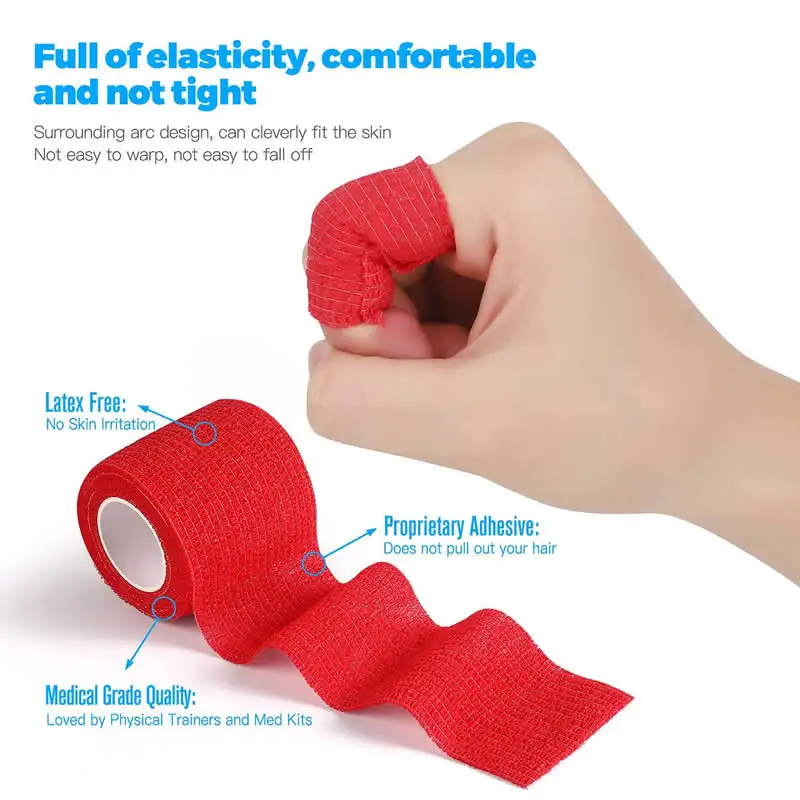 Self Adhesive Bandages Sports Tape Nonwoven Waterproof Wrist Ankle Finger Protection Tattoo Bandage Width 2.5-10cm 3-12 Rolls