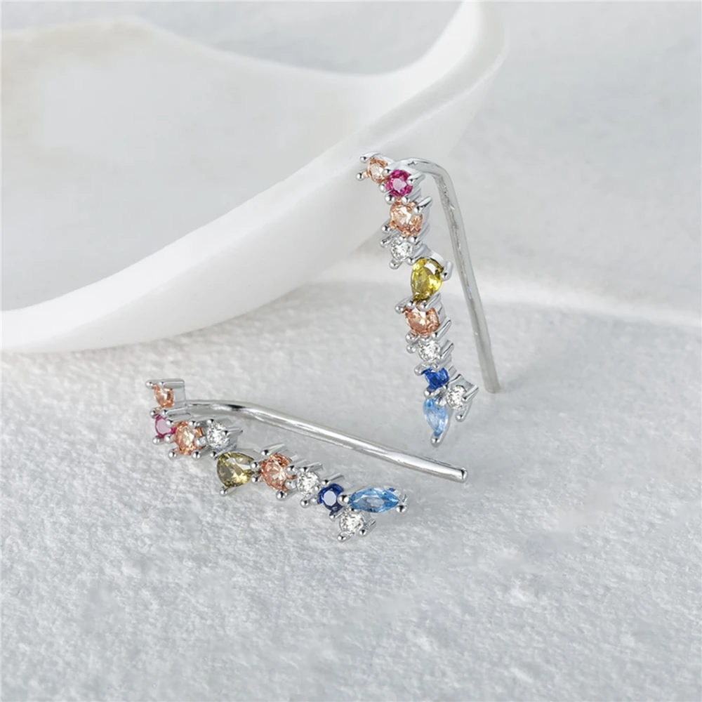 Ear Clip Earrings 925 Sterling Silver Luxury AAAAA Zircon for Women Fairy Cartilage Clip On