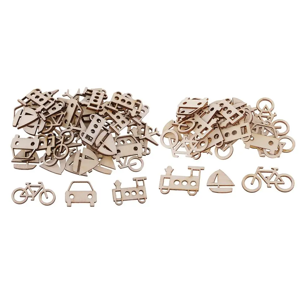 

50 pieces wood vehicle shape pieces of wood craft cardmaking scrapbooking