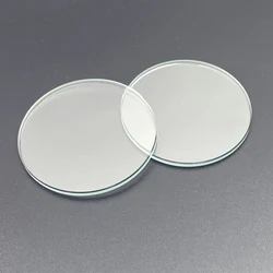 Set of 2 Transparent Flat Round Glass Discs - Various Diameter Options - 2mm