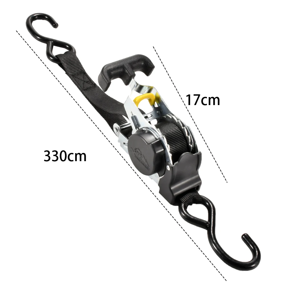 Load Luggage Strap Motorcycles Ratchet Strap with S Hook Heavy Duty Auto Retractable Ratchet for Trailers Vehicles Boat