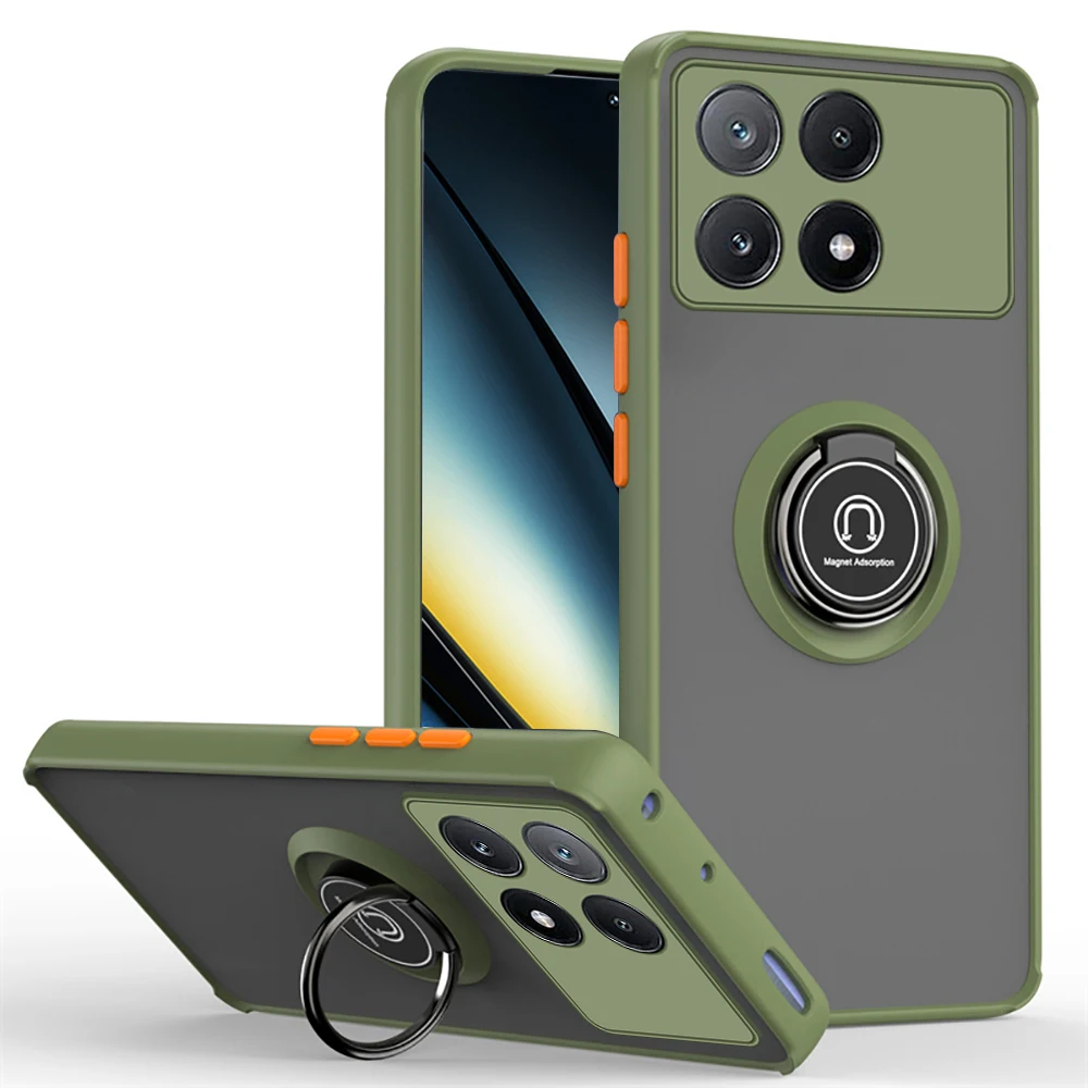 Matte Magnetic Ring Holder Shockproof Armor Phone Case - Universal Fit