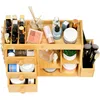 Bamboo Makeup Organizer with 3 Drawers & 12-Grid Lipstick Holder, Desk Bamboo Vanity Jewelry Organizer 4