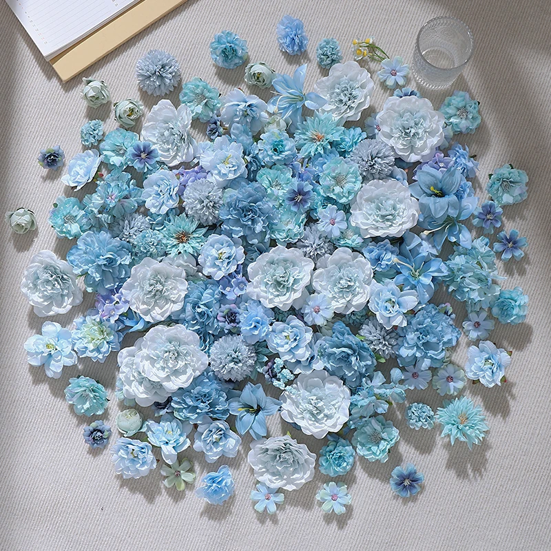 20 Stücke Blaue Rose Künstliche Blumen Seide Gefälschte Blumen Köpfe Für Wohnkultur Weihnachten Hochzeit Dekoration DIY Girlande Geschenk Zugriffs