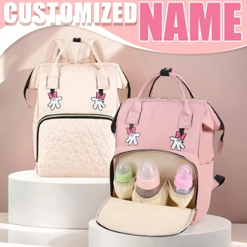 Personalized Name Mommy Bag Multi-functional Double Shoulder Storage Diaper Backpack for Outdoor Traveling Mom Gift 1