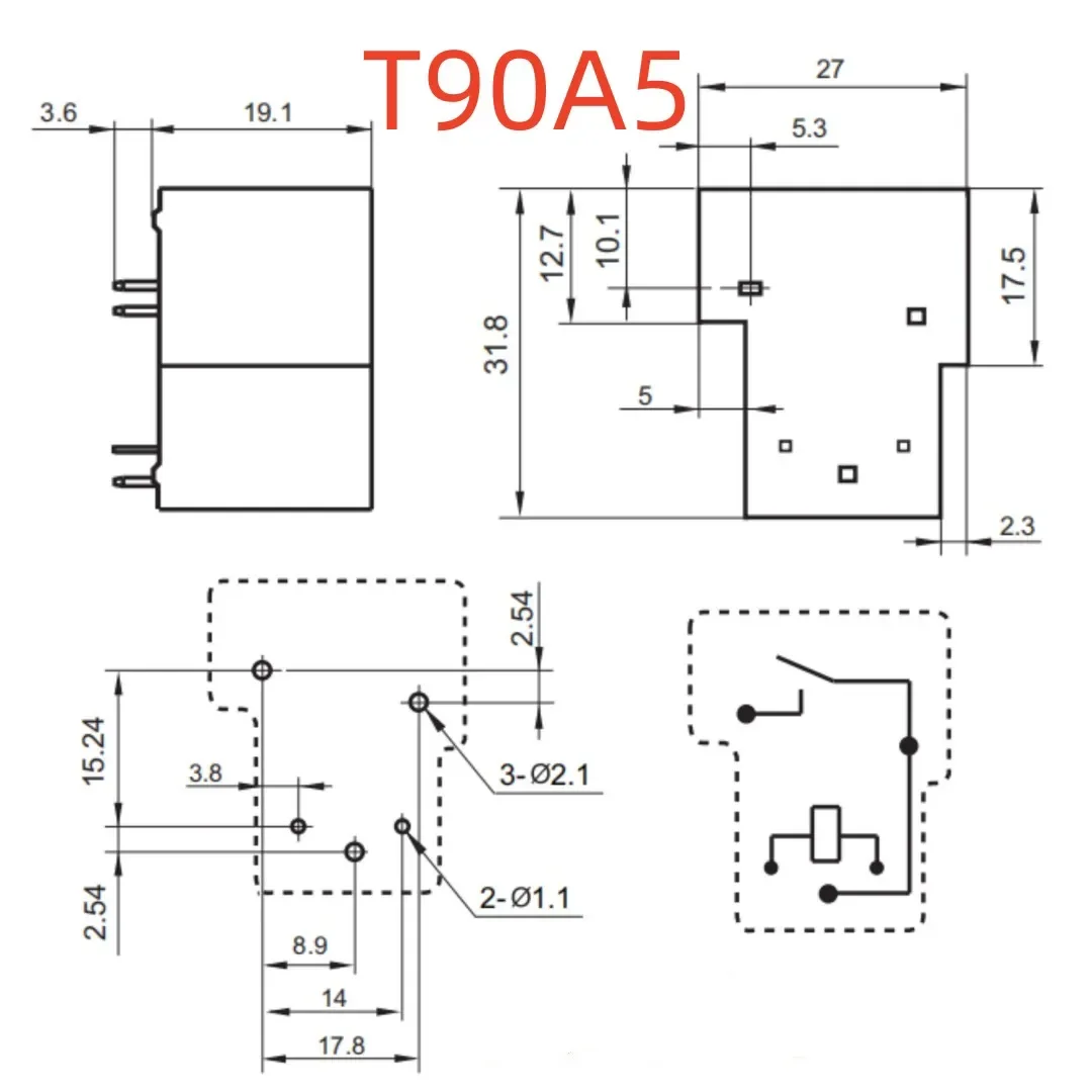 832-1A-C 110VDC/24VDCV (T90A5-30A) Relay 5 pins