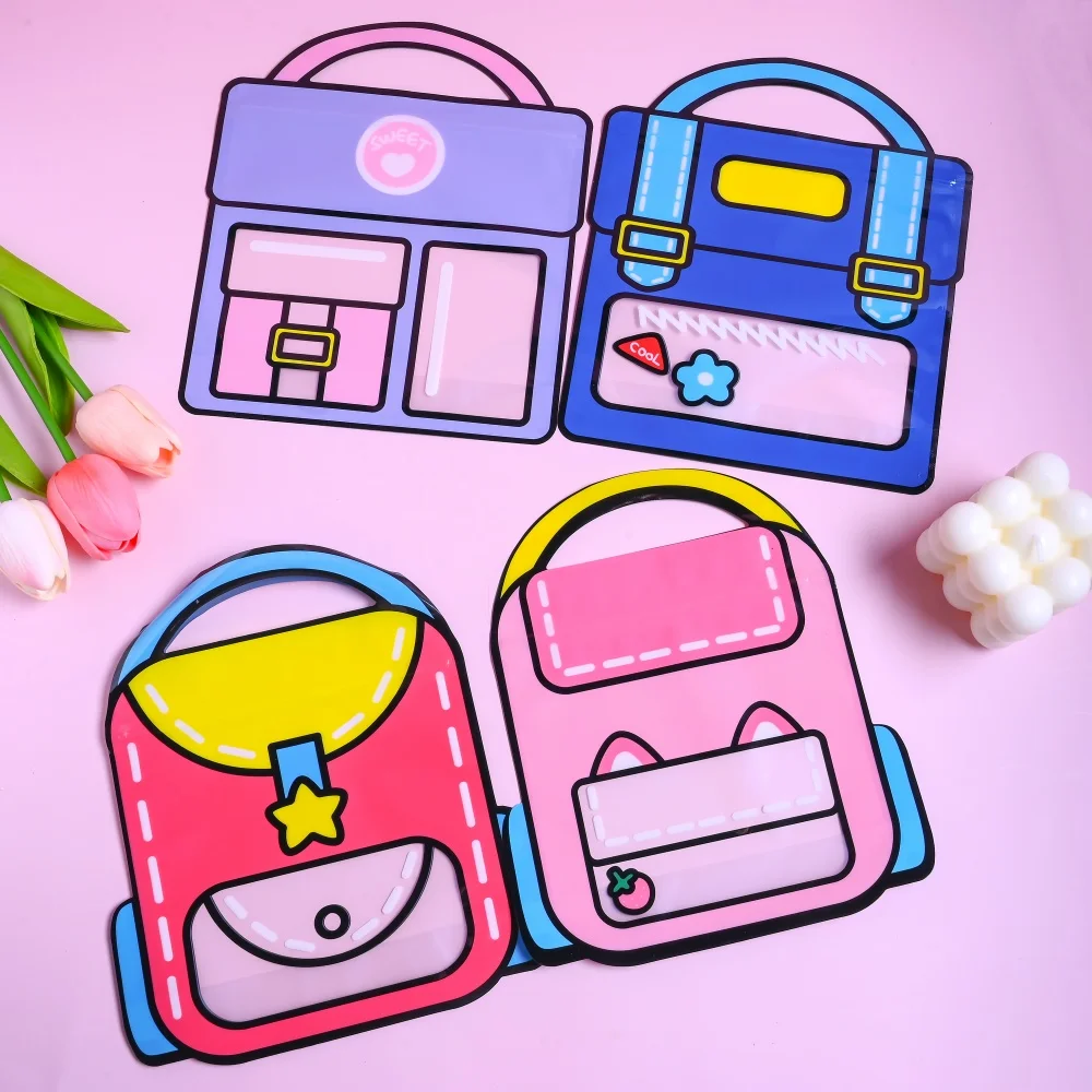 iYOE 10pcs 18*21cm Plastic Dopamine Handheld Self-Sealing Bags Hand-Painted Gift Packaging for Holidays Birthdays Playful Design
