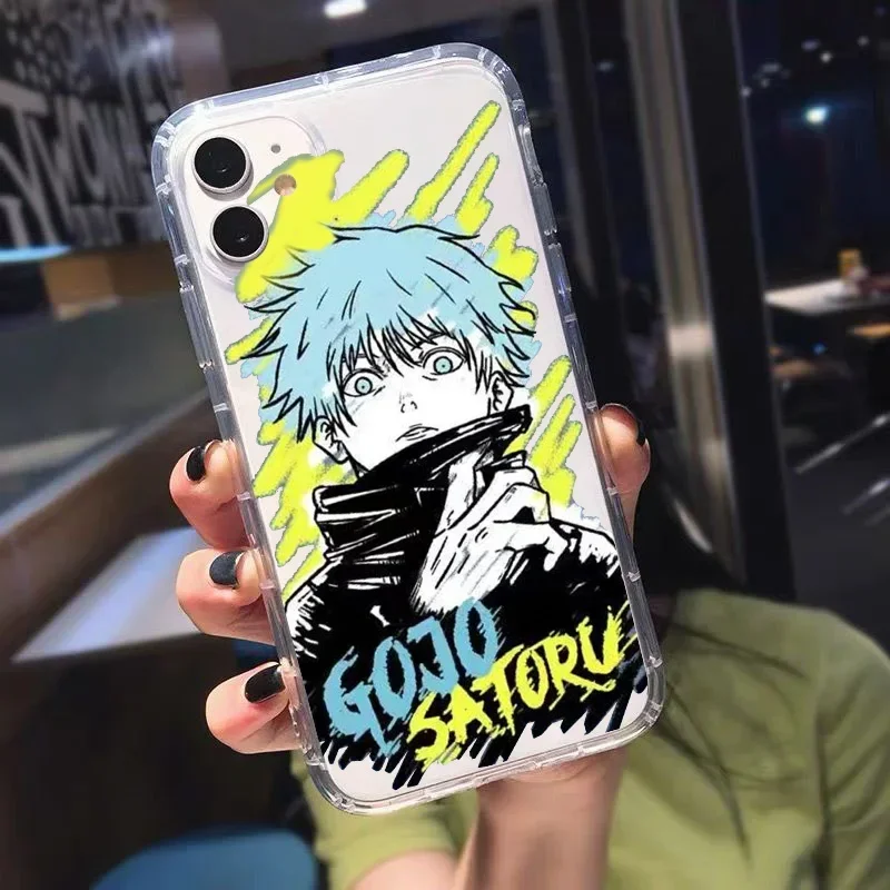 thumbnail image 1 of Funda de teléfono de TPU suave para IPhone, 13, 12, 11, 14 Pro Max, 15 Pro Max, XR, X, XS, Anime japonés, Jujutsu, Kaisen, Satoru, Gojo, Yuta, 1 of 5